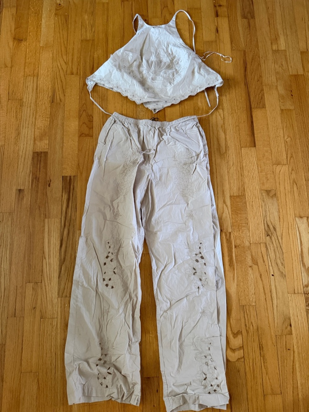 Zara linen embroidered set